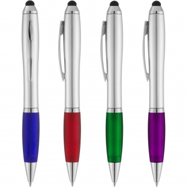 Logotrade Werbegeschenke das Foto: Nash Stylus Kugelschreiber silbern mit farbigem Griff