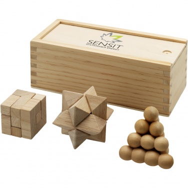 Logotrade Werbeartikel das Foto: Brainiac 3-teiliges Denksportspiel aus Holz