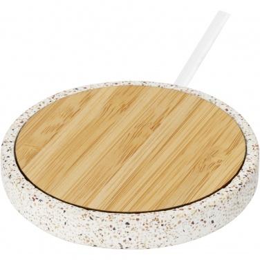 Logotrade Logogeschenke das Foto: Terrazzo 10 W kabelloses Bambus-Ladepad