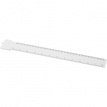 Logotrade Werbeartikel das Foto: Tait 30 cm hausförmiges Lineal aus Recycling-Kunststoff