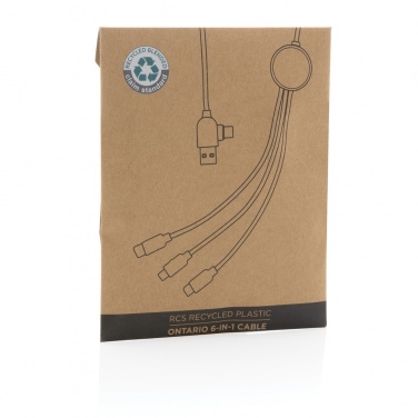 Logotrade Geschäftsgeschenke das Foto: Ontario 6-in-1 Kabel aus RCS recyceltem Kunststoff