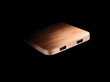 Logotrade Werbegeschenke das Foto: 10W Wireless-Charger mit USB aus Bambus