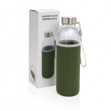 Logotrade Werbegeschenke das Foto: Glasflasche mit Neopren-Sleeve