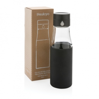 Logotrade Werbegeschenke das Foto: Ukiyo Trink-Tracking-Flasche aus Glas mit Hülle