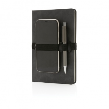 Logotrade Geschäftsgeschenke das Foto: Deluxe Hardcover PU Notizbuch mit Handy- und Stiftehalter