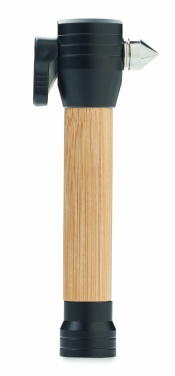 Logotrade werbemittel das Foto: 3-in-1 Bambus-Taschenlampe mit Nothammer und Sicherheitsgurt-Schneider