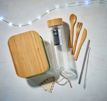 Logotrade Werbegeschenke das Foto: Lunchbox Glas mit Bambus