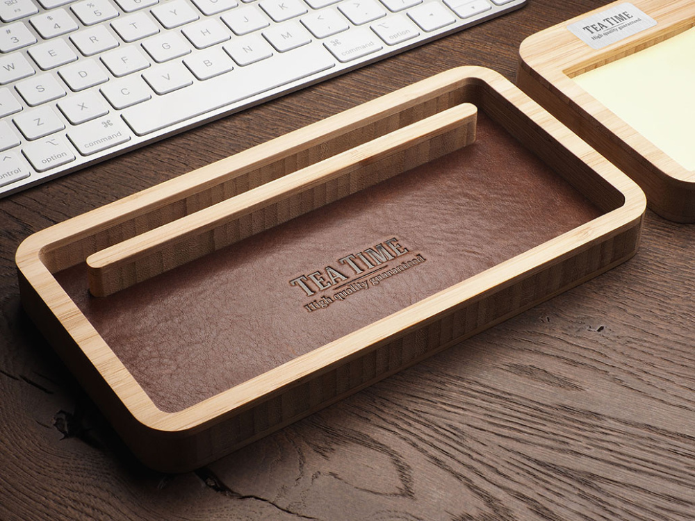 Logotrade Werbegeschenke das Foto: Schreibtisch-Organizer aus Holz 1852292