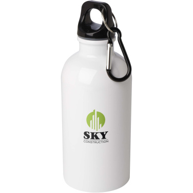 Logotrade Geschäftsgeschenke das Foto: Oregon 400 ml RCS-zertifizierte, einwandige Trinkflasche aus Edelstahl mit Karabinerhaken