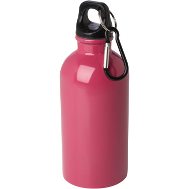 Logotrade Werbeartikel das Foto: Oregon 400 ml RCS-zertifizierte, einwandige Trinkflasche aus Edelstahl mit Karabinerhaken