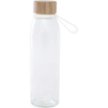 Logotrade Werbeartikel das Foto: Porto 500 ml Glas-Flasche mit Silikongriff und Bambusdeckel