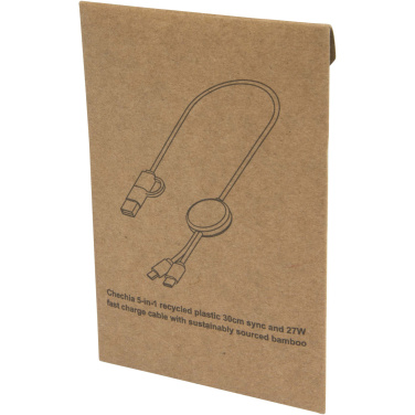 Logotrade Geschäftsgeschenke das Foto: Citala 30 cm 5-in-1 Kabel aus recyceltem Kunststoff für Datenübertragung und 27W Schnellladung