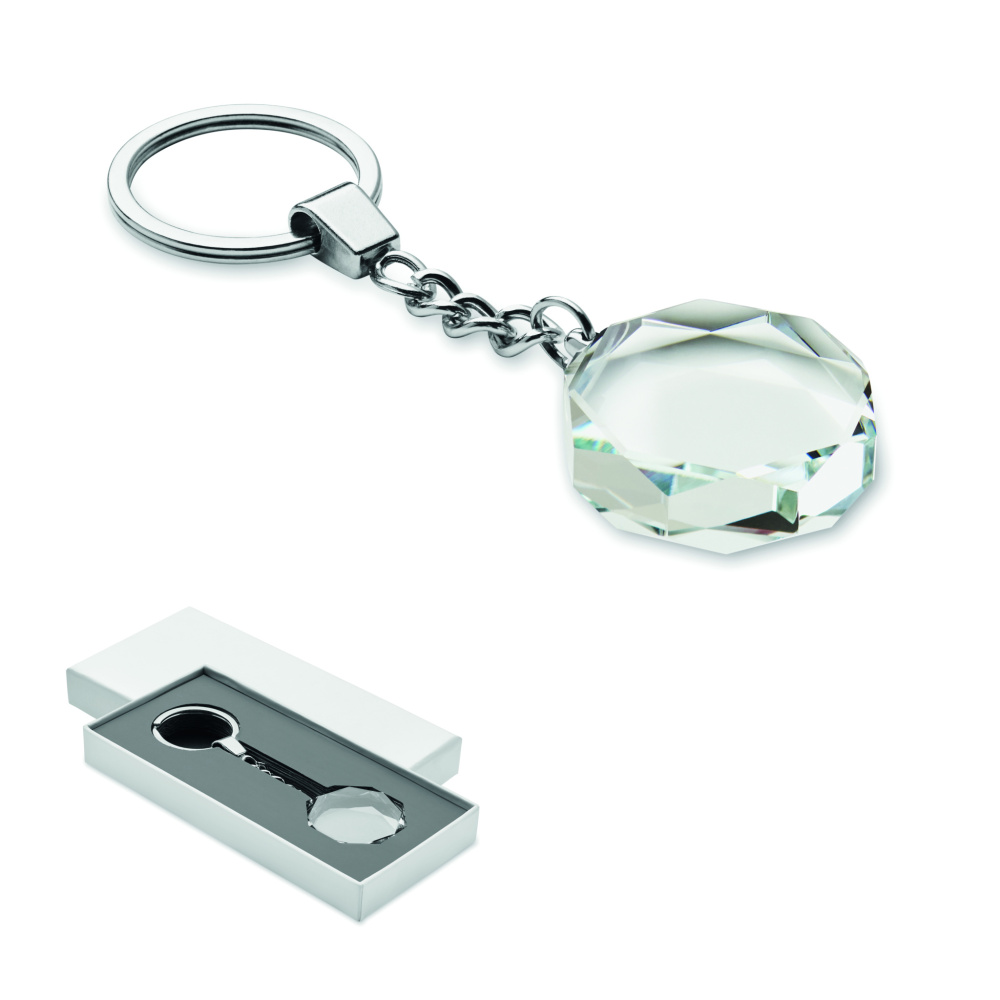 Logotrade Firmengeschenke das Foto: Schlüsselanhänger Glas rund