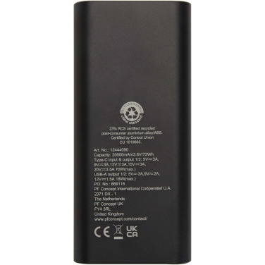 Logotrade Firmengeschenke das Foto: Acamar 70 W 20.000 mAh Laptop Powerbank aus recyceltem Aluminium