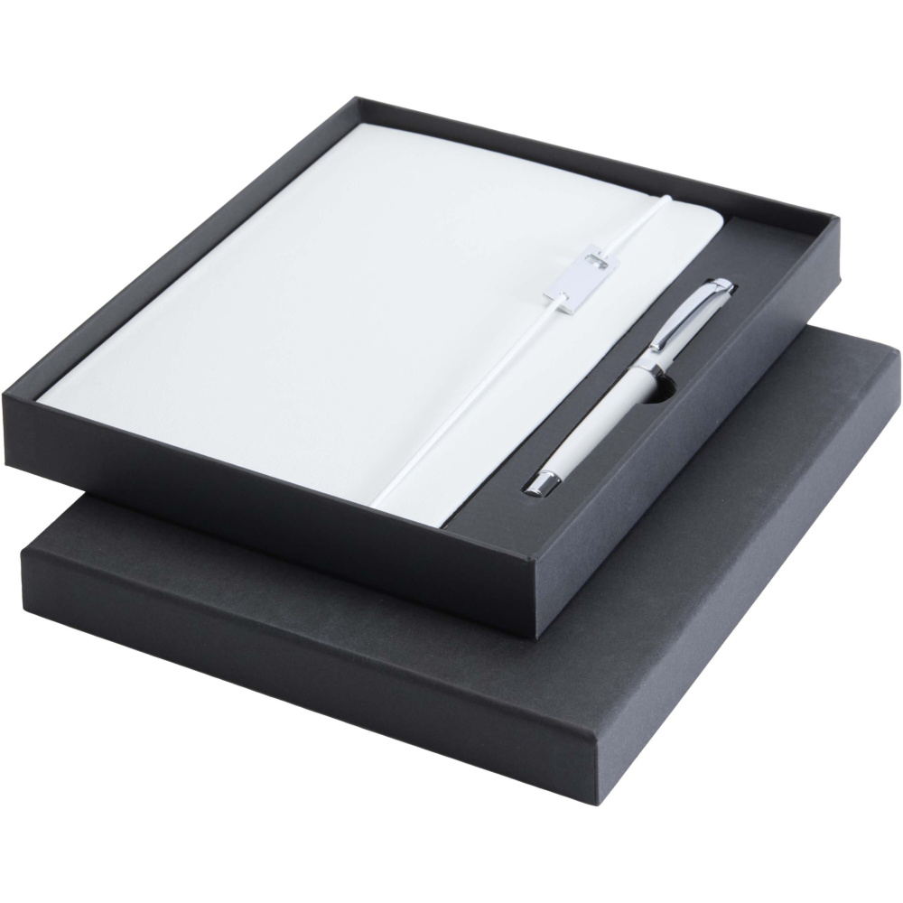 Logotrade Geschäftsgeschenke das Foto: Legato Elegance A5 Hardcover Notizbuch mit Tintenroller Set