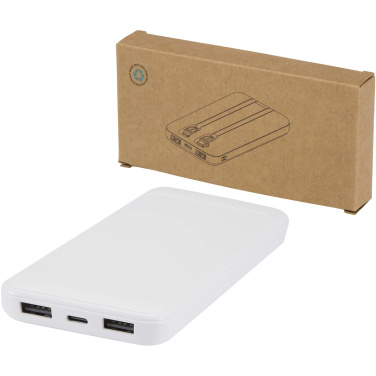 Logotrade Geschäftsgeschenke das Foto: Adhil 10 W 10.000 mAh Powerbank aus recyceltem Kunststoff mit 2 integrierten Kabeln