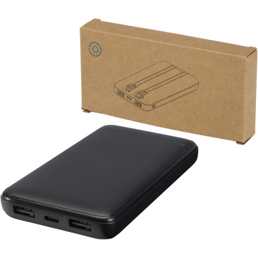 Logotrade Geschäftsgeschenke das Foto: Adhil 10 W 10.000 mAh Powerbank aus recyceltem Kunststoff mit 2 integrierten Kabeln