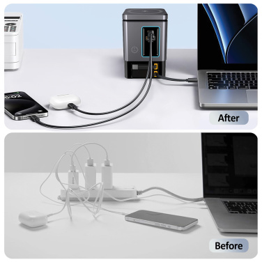 Logotrade Firmengeschenke das Foto: Urban Vitamin Sacramento 105W GaN Charger mit einz. Kabeln