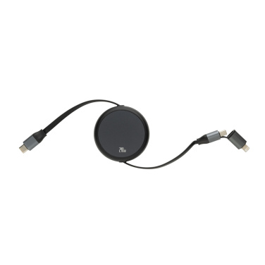 Logotrade Werbeartikel das Foto: Terra ausziehbares 240W 2-in-1 Kabel aus RCS rec. Aluminium