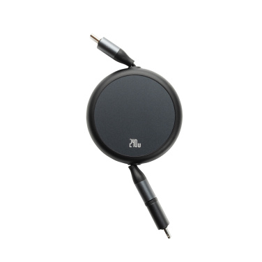 Logotrade Werbegeschenke das Foto: Terra ausziehbares 240W 2-in-1 Kabel aus RCS rec. Aluminium