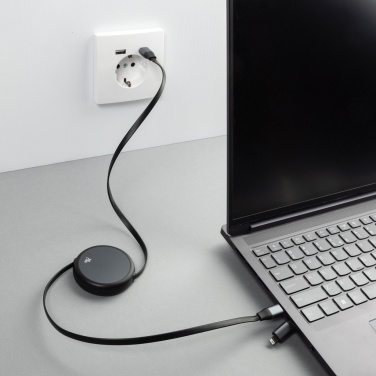 Logotrade Firmengeschenke das Foto: Terra ausziehbares 240W 2-in-1 Kabel aus RCS rec. Aluminium