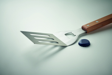 Logotrade Geschäftsgeschenke das Foto: Grill-Spachtel mit Buchenholz
