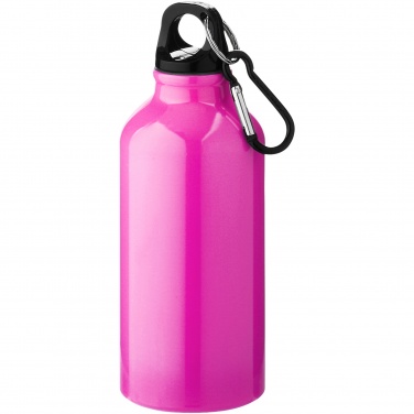 Logo trade promotional gifts image of: Oregon 400 ml aluminium water bottle with carabiner