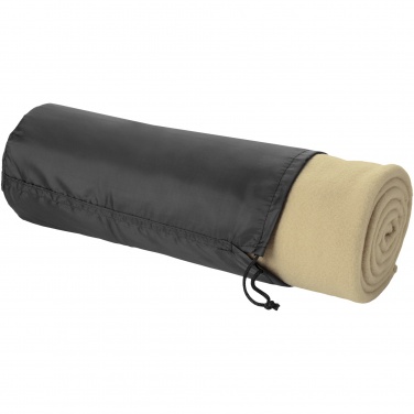Logo trade business gift photo of: Huggy fleece plaid blanket with carry pouch
