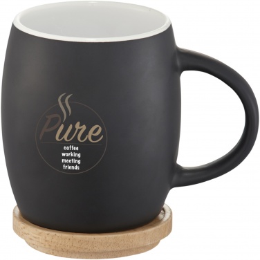 Logo trade promotional merchandise image of: Hearth 400 ml ceramic mug with wooden coaster