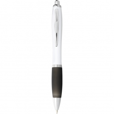 Logo trade corporate gifts image of: Nash ballpoint pen with white barrel and coloured grip