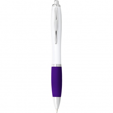 Logotrade promotional items photo of: Nash ballpoint pen with white barrel and coloured grip