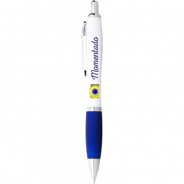 Logotrade promotional gift image of: Nash ballpoint pen white barrel and coloured grip