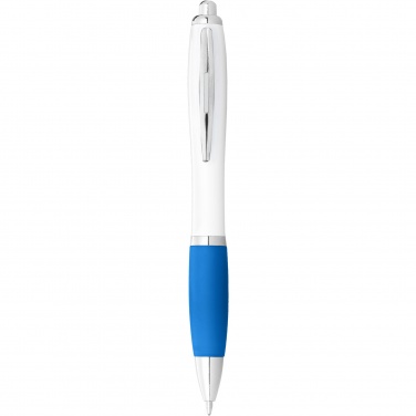 Logo trade promotional item photo of: Nash ballpoint pen white barrel and coloured grip