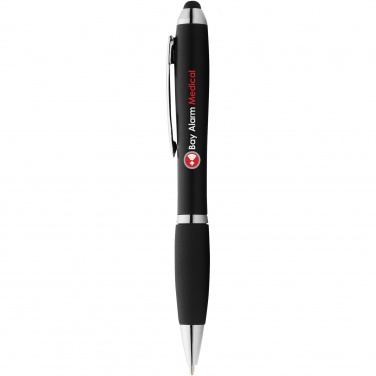 Logo trade corporate gift photo of: Nash coloured stylus ballpoint pen with black grip