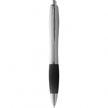 Logo trade promotional giveaways image of: Nash ballpoint pen silver barrel and coloured grip