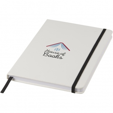 Logotrade promotional giveaway picture of: Spectrum A5 white notebook with coloured strap
