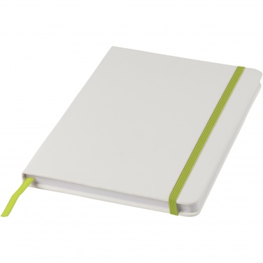 Logotrade promotional giveaway image of: Spectrum A5 white notebook with coloured strap