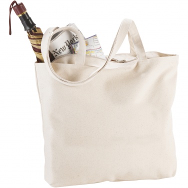 Logo trade promotional gifts image of: Ningbo 320 g/m² zippered cotton tote bag 15L