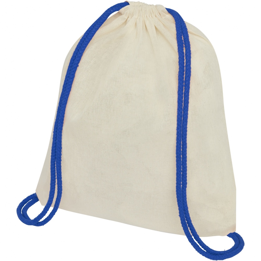 Logo trade corporate gifts image of: Oregon 100 g/m² cotton drawstring bag with coloured cords 5L