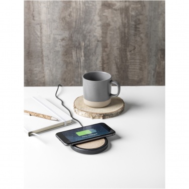 Logotrade promotional product picture of: Kivi 10W limestone/cork wireless charging pad