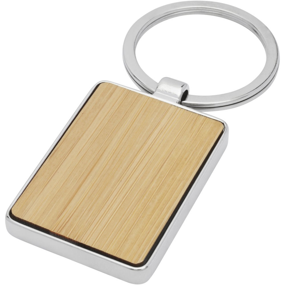 Logo trade corporate gifts image of: Neta bamboo rectangular keychain