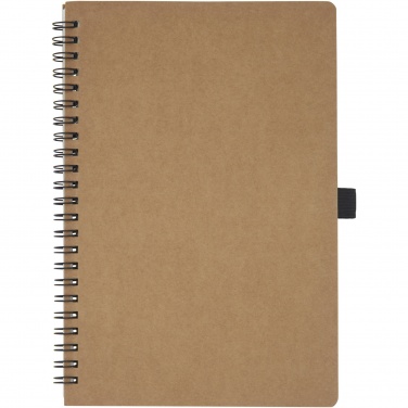 Logo trade advertising products image of: Cobble A5 wire-o recycled cardboard notebook with stone paper