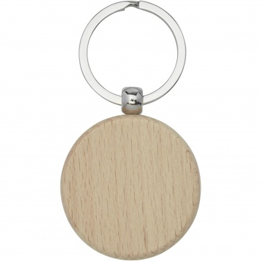 Logo trade promotional merchandise picture of: Giovanni beech wood round keychain