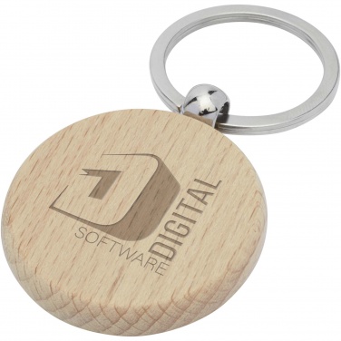 Logo trade corporate gifts picture of: Giovanni beech wood round keychain