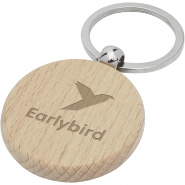 Logo trade corporate gifts image of: Giovanni beech wood round keychain