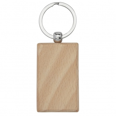 Logo trade promotional giveaways picture of: Gian beech wood rectangular keychain