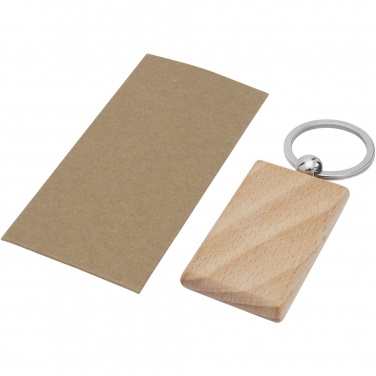 Logo trade promotional items picture of: Gian beech wood rectangular keychain