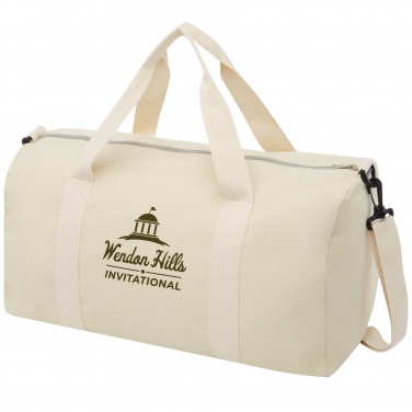 Logo trade promotional product photo of: Pheebs 450 g/m² recycled cotton and polyester duffel bag 24L