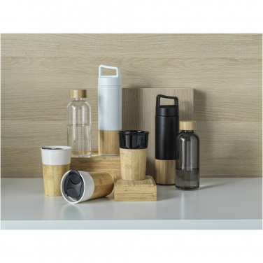 Logo trade advertising product photo of: Pereira 320 ml porcelain mug with bamboo outer wall
