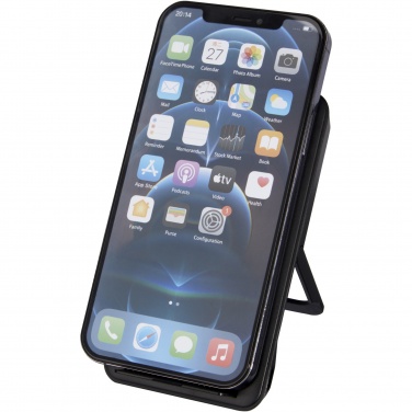 Logo trade business gifts image of: Loop 10W recycled plastic wireless charging pad with phone stand